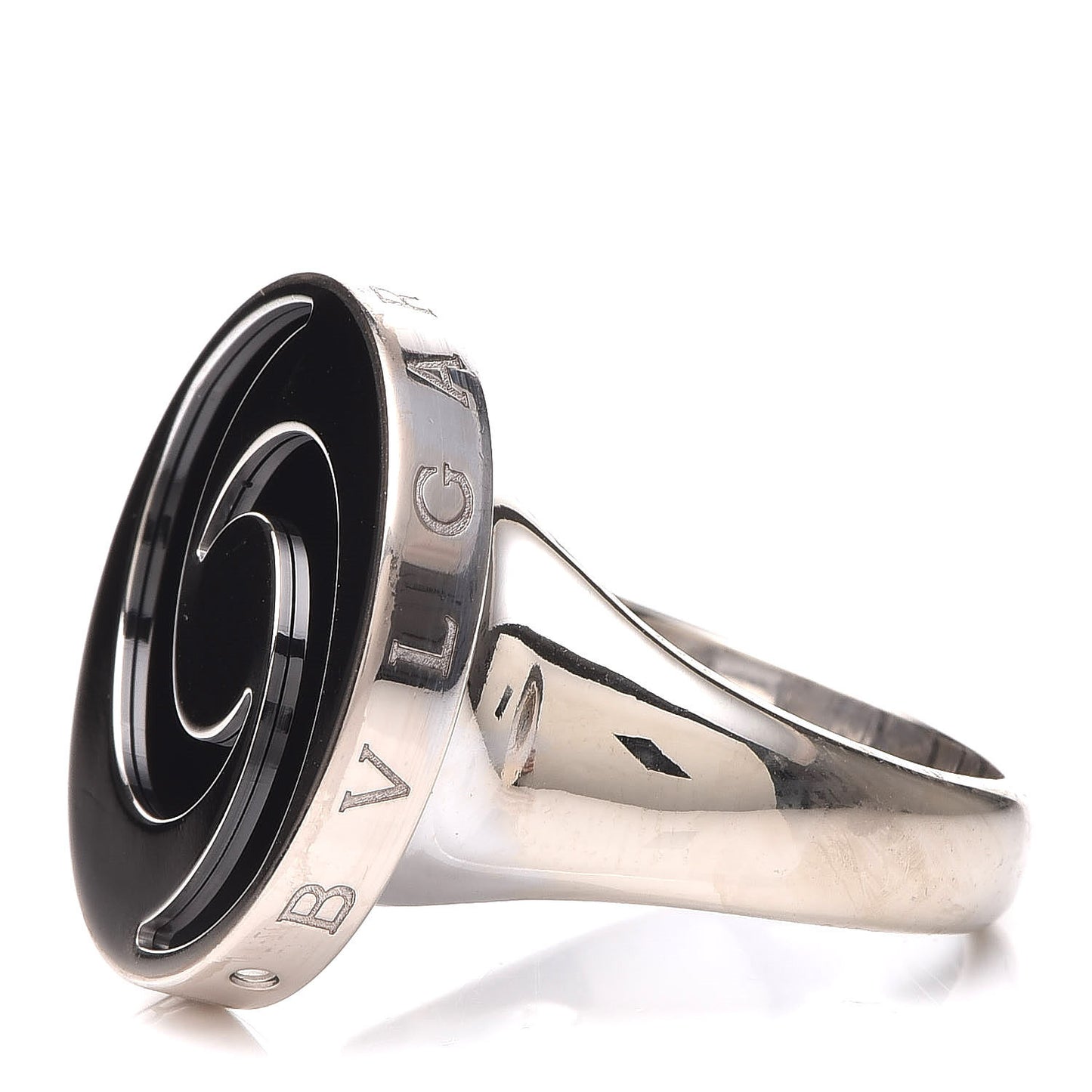 Stainless Steel 18K White Gold Black Onyx Optical Illusion Ring 60 9