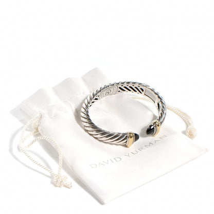 David Yurman Sterling Silver 18K Yellow Gold Black Onyx 10mm Waverly Bracelet 6 of 6
