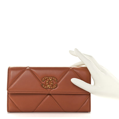 Chanel Lambskin Quilted Chanel 19 Flap Wallet Brown 2 of 12