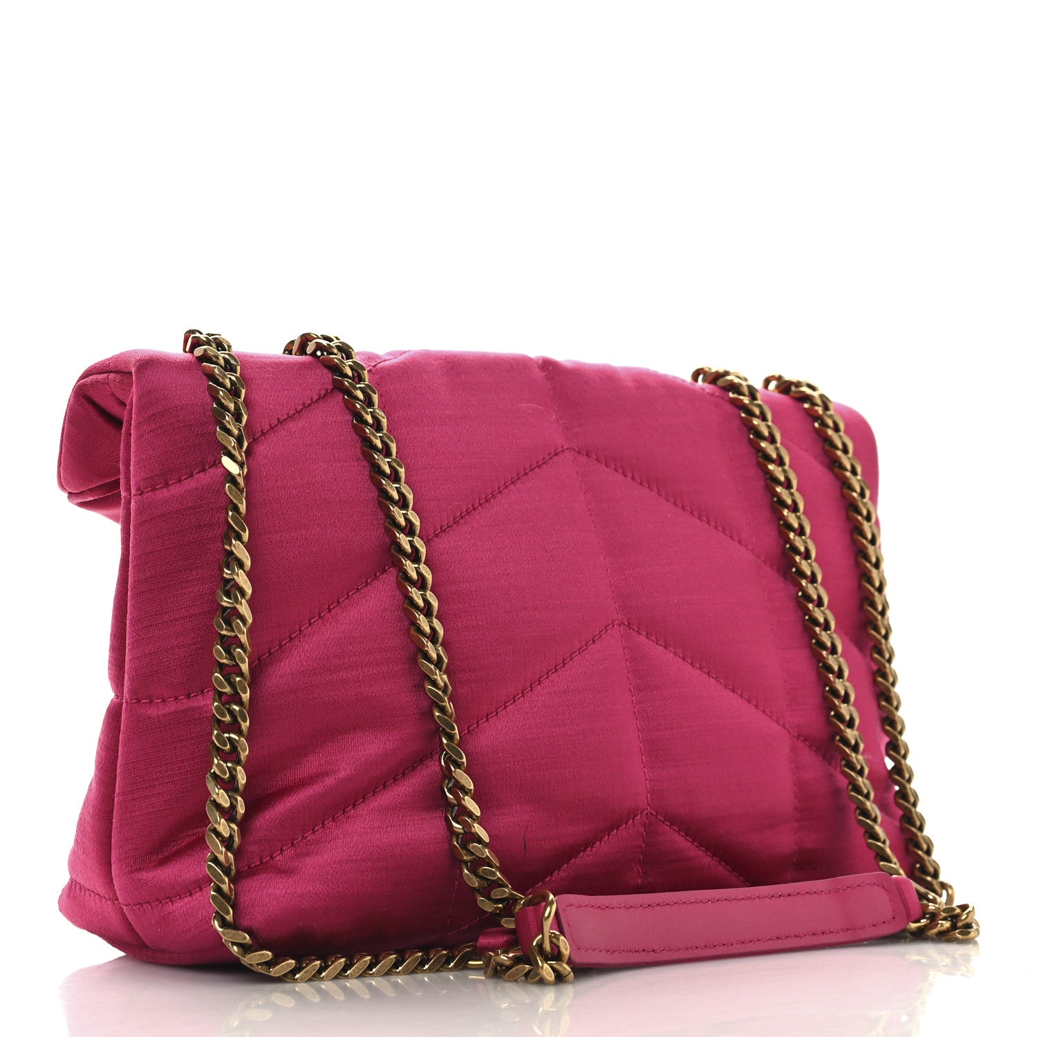Saint Laurent Satin Quilted Toy Loulou Puffer Monogram Chain Satchel Guava Pink 2 of 10