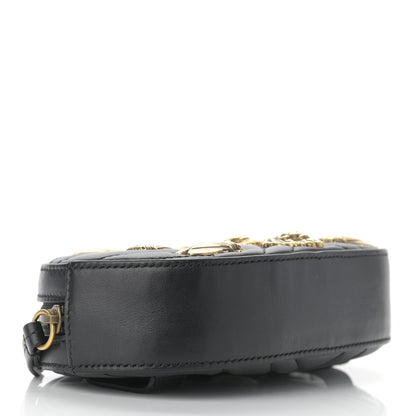 Gucci Calfskin Matelasse Animal Studs GG Marmont Belt Bag 65 26 Black 4 of 10