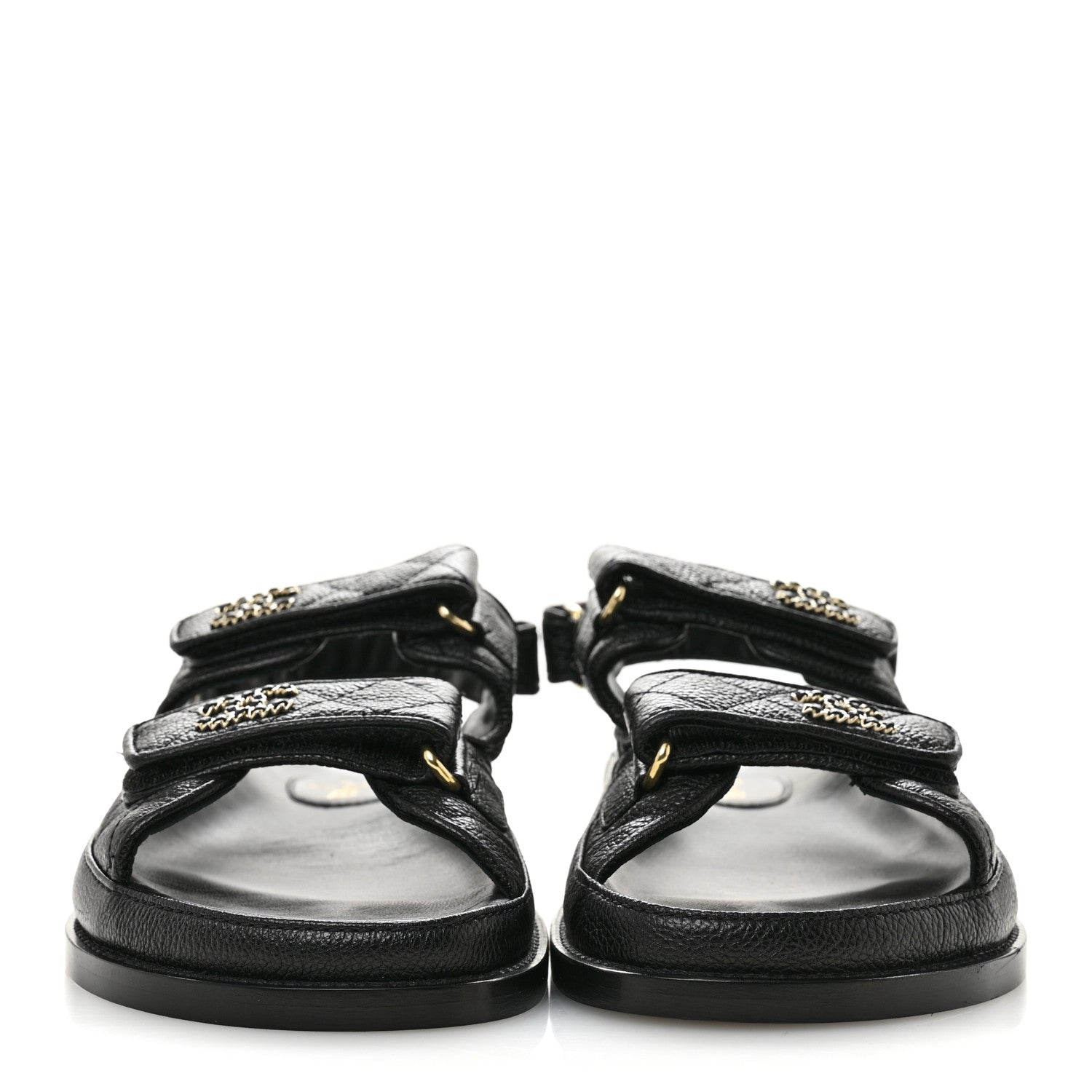 Chanel Grained Calfskin Velcro Dad Sandals 39 Black 3 of 10