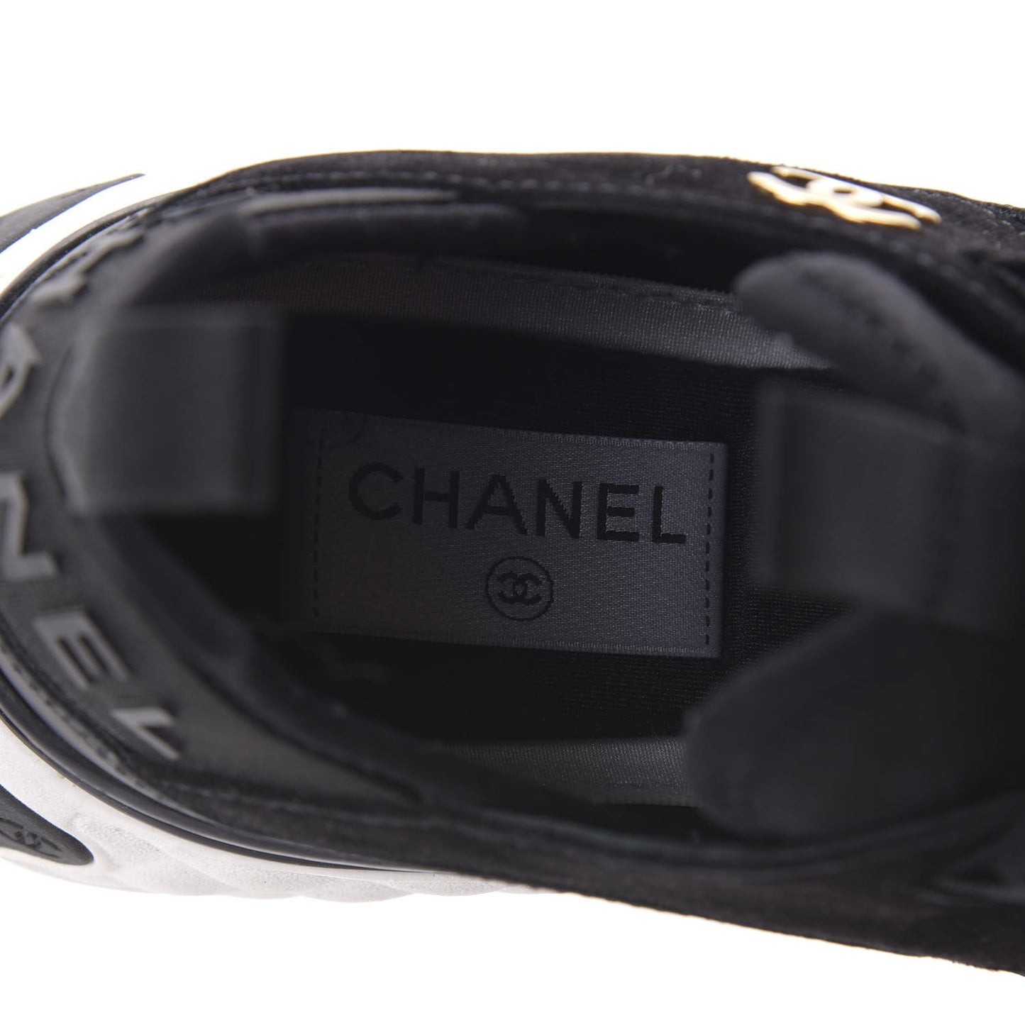 Velvet Calfskin Mixed Fibers CC Sneakers 36.5 Black
