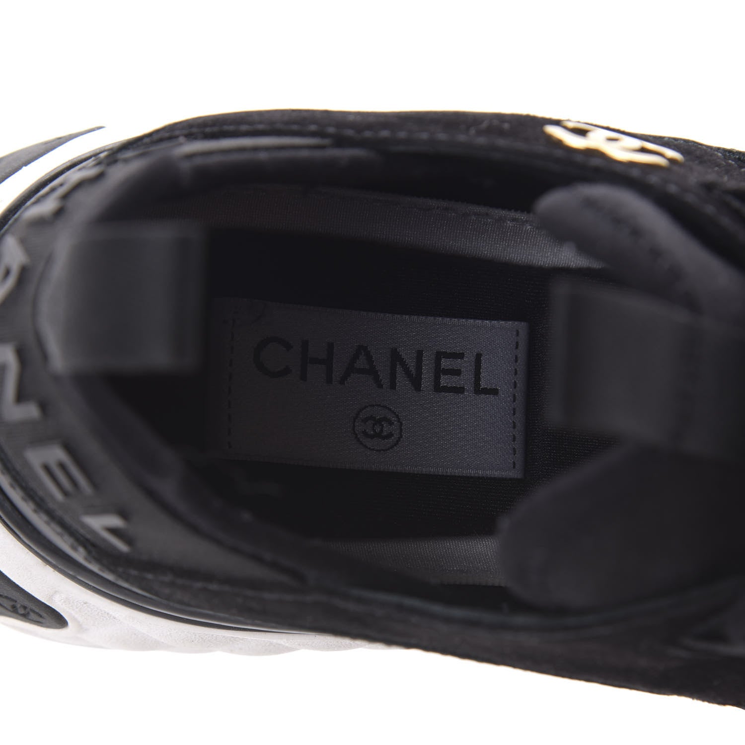Chanel Velvet Calfskin Mixed Fibers CC Sneakers 36.5 Black 7 of 9