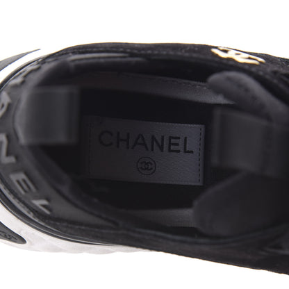 Chanel Velvet Calfskin Mixed Fibers CC Sneakers 36.5 Black 7 of 9