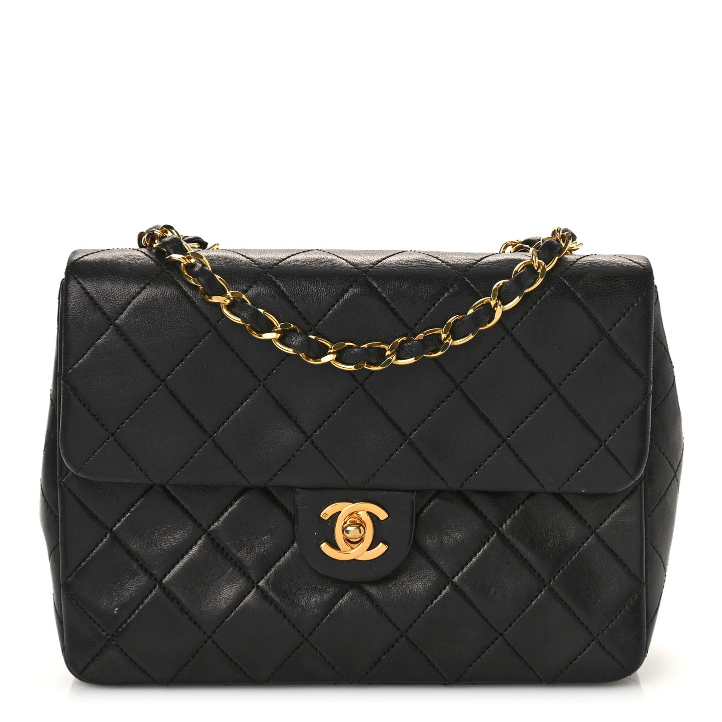 Lambskin Quilted Small Single Flap Bag Black
