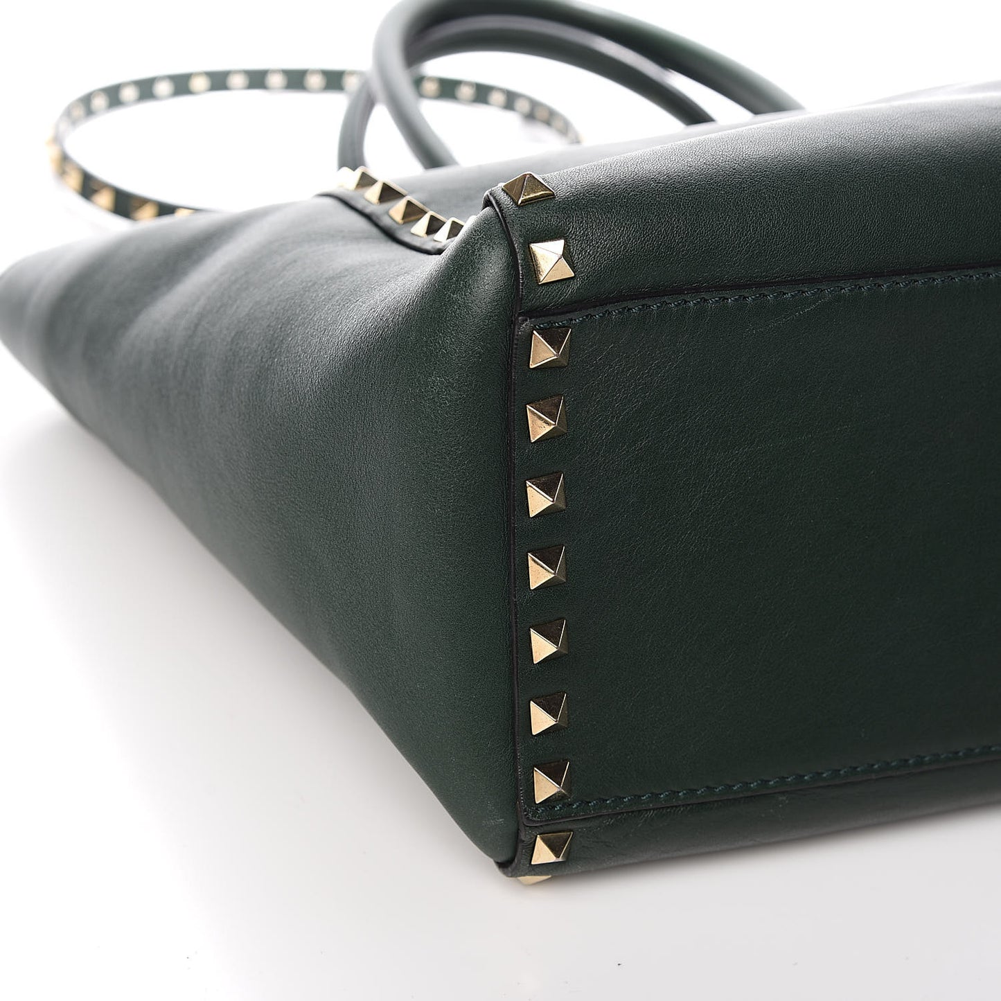 Vitello Rockstud Double Handle Tote Green