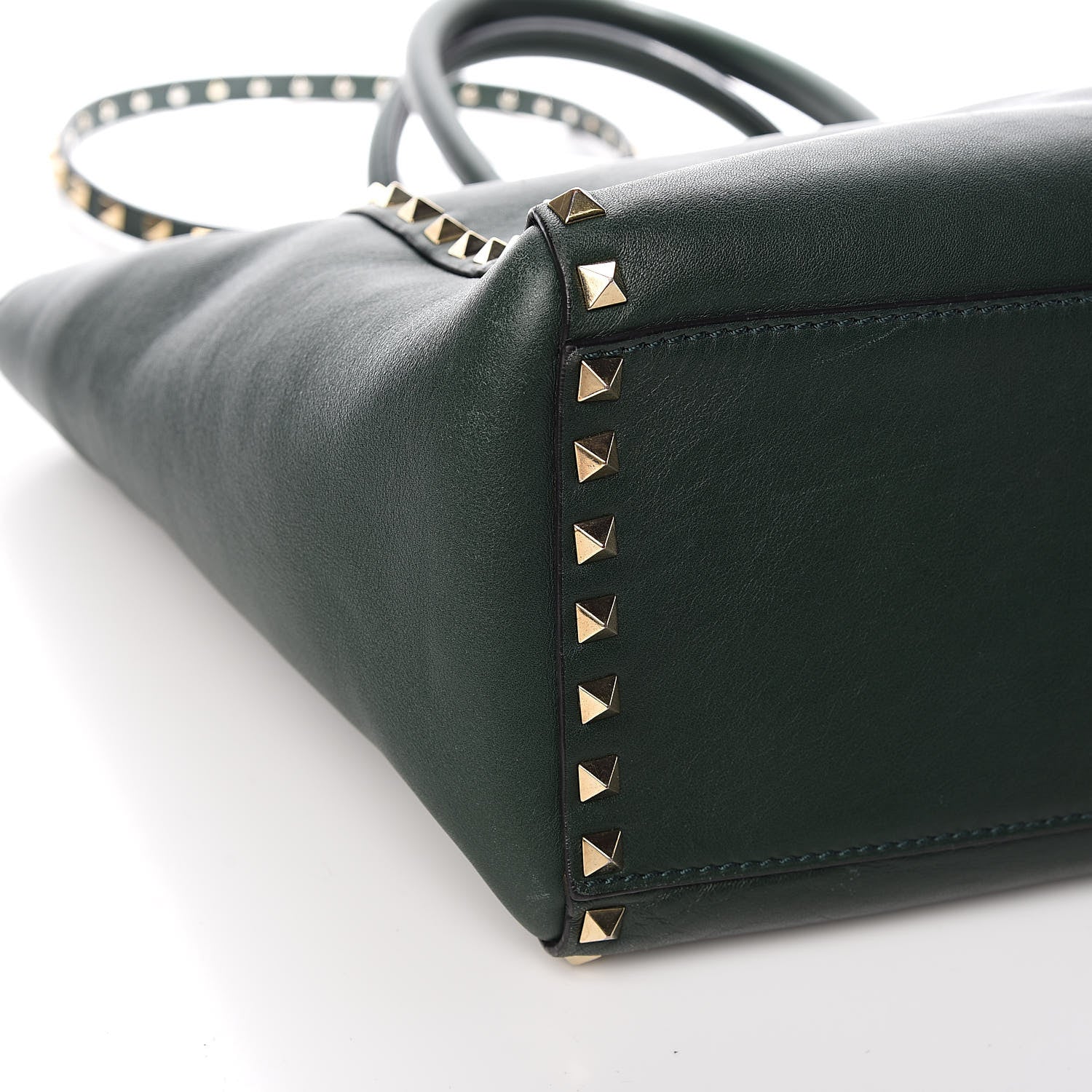 Valentino Garavani Vitello Rockstud Double Handle Tote Green 11 of 15