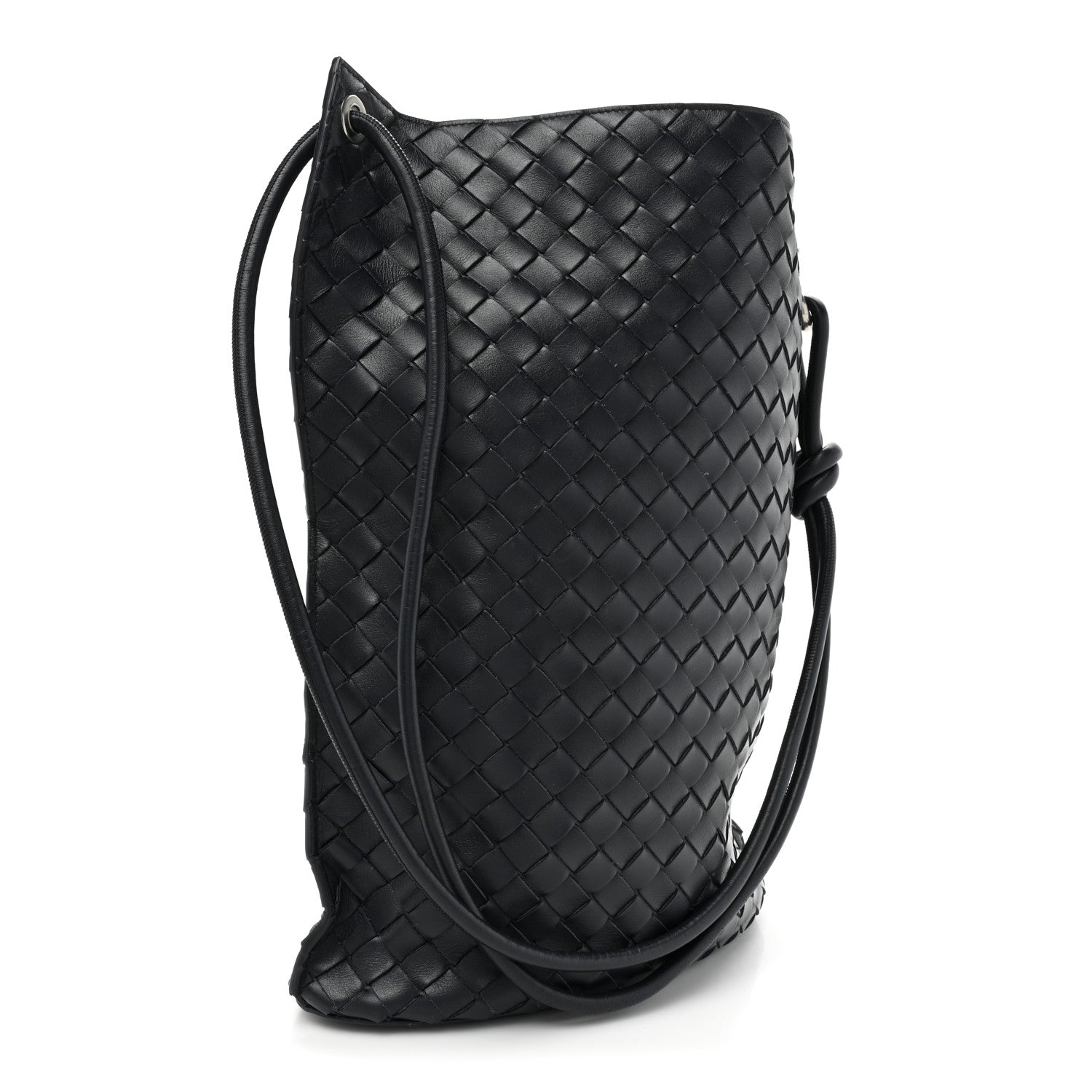Bottega Veneta Nappa Intrecciato Medium Knot Bucket Bag Navy Blue 3 of 10