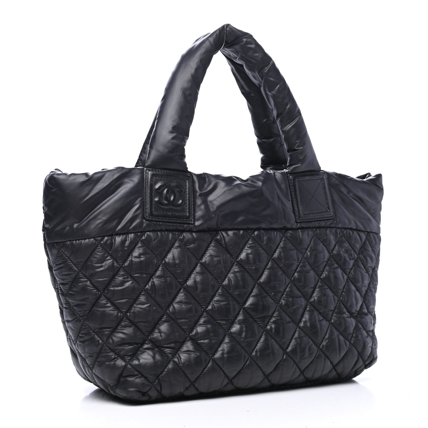 Nylon Quilted Coco Cocoon Medium Reversible Tote Black Red