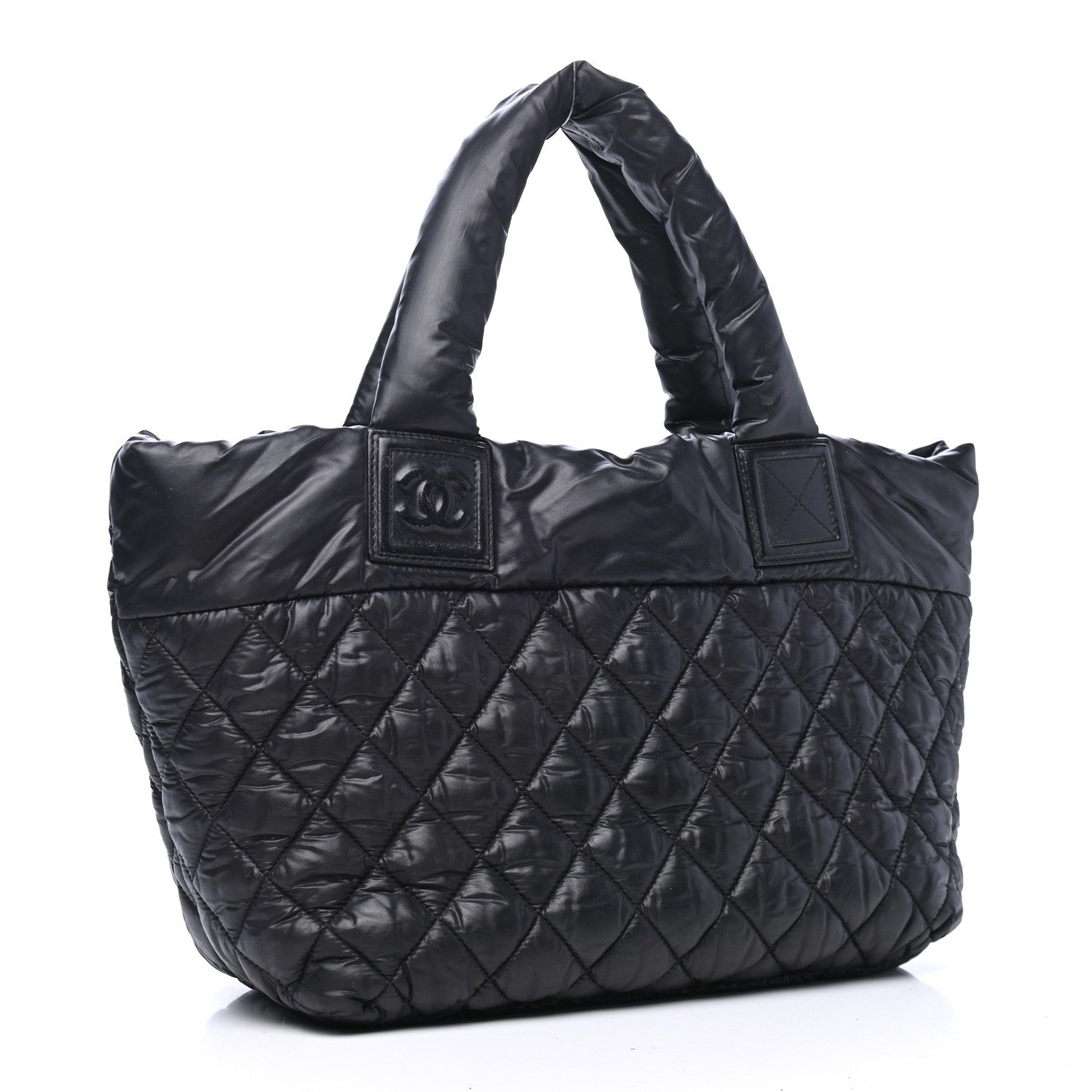 Chanel Nylon Quilted Coco Cocoon Medium Reversible Tote Black Red 3 of 7