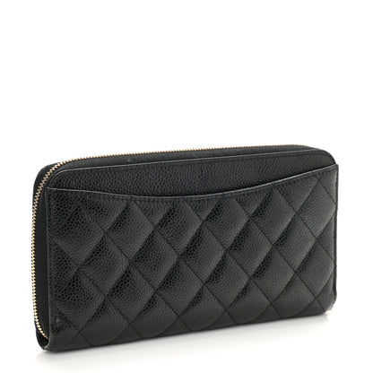 Chanel Caviar Quilted Large Gusset Zip Around Wallet Black 3 of 9