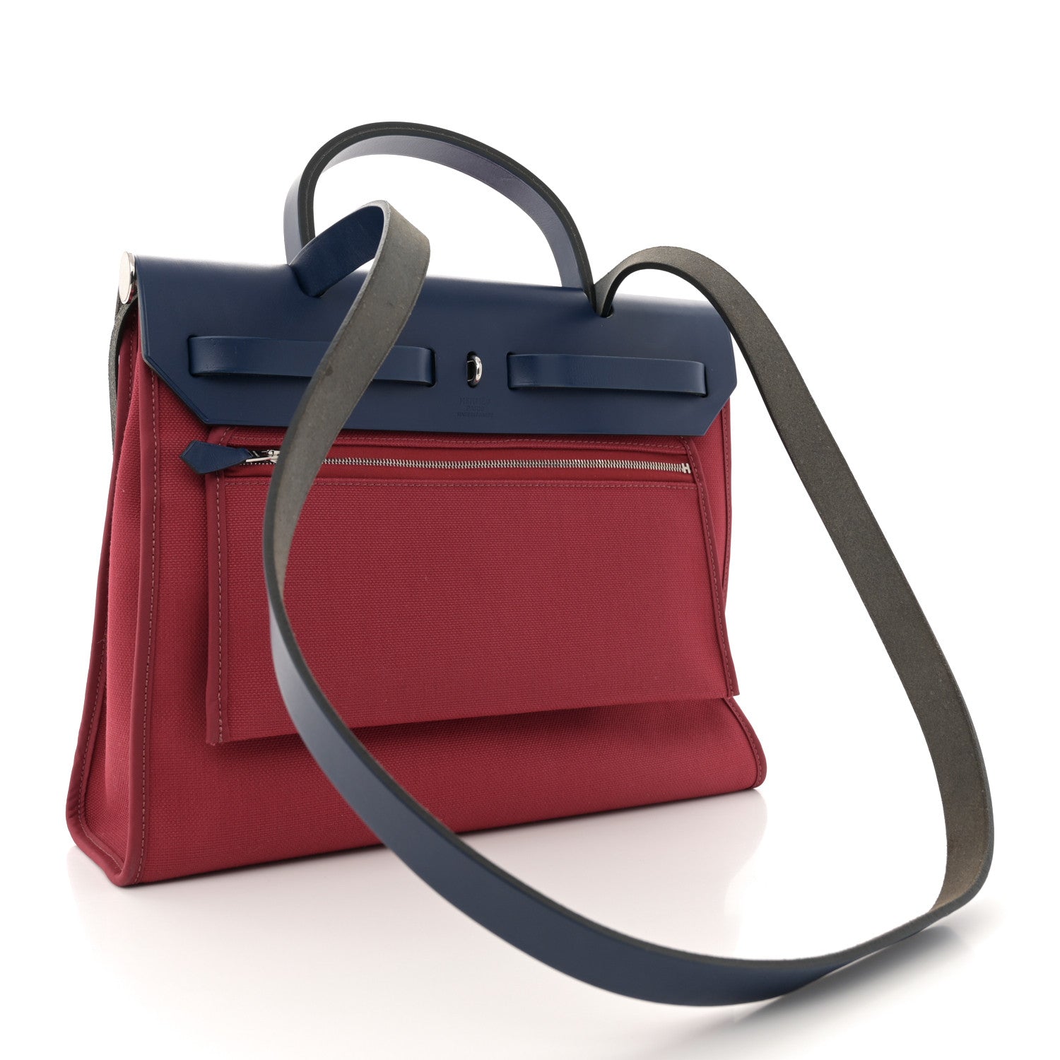 Hermes Military Toile Vache Hunter Herbag Zip 31 PM Rouge Grenat Bleu Saphir 4 of 17