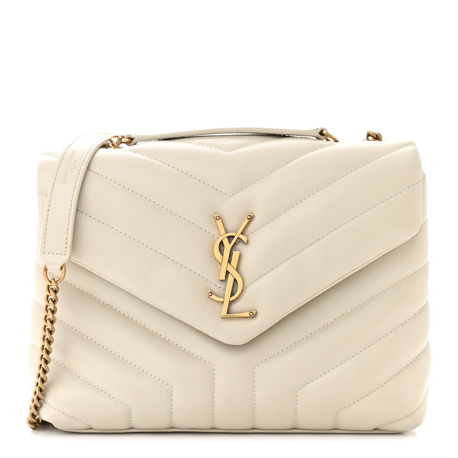 Saint Laurent Calfskin Y Quilted Monogram Small Loulou Chain Satchel Blanc Vintage 1 of 11