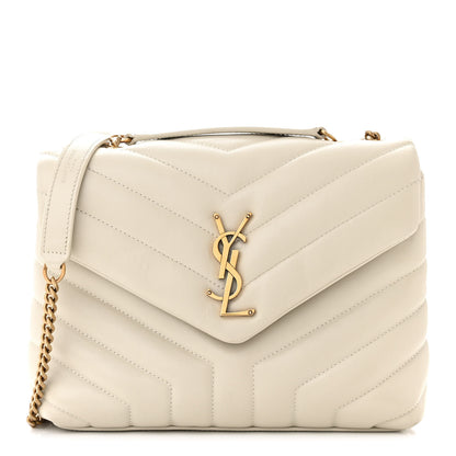 Saint Laurent Calfskin Y Quilted Monogram Small Loulou Chain Satchel Blanc Vintage 1 of 11