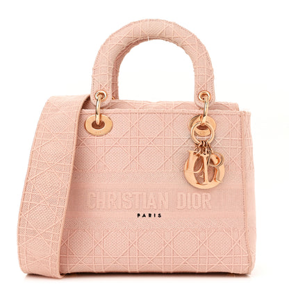 Christian Dior Canvas Embroidered Cannage Medium Lady D-Lite Pink 1 of 8