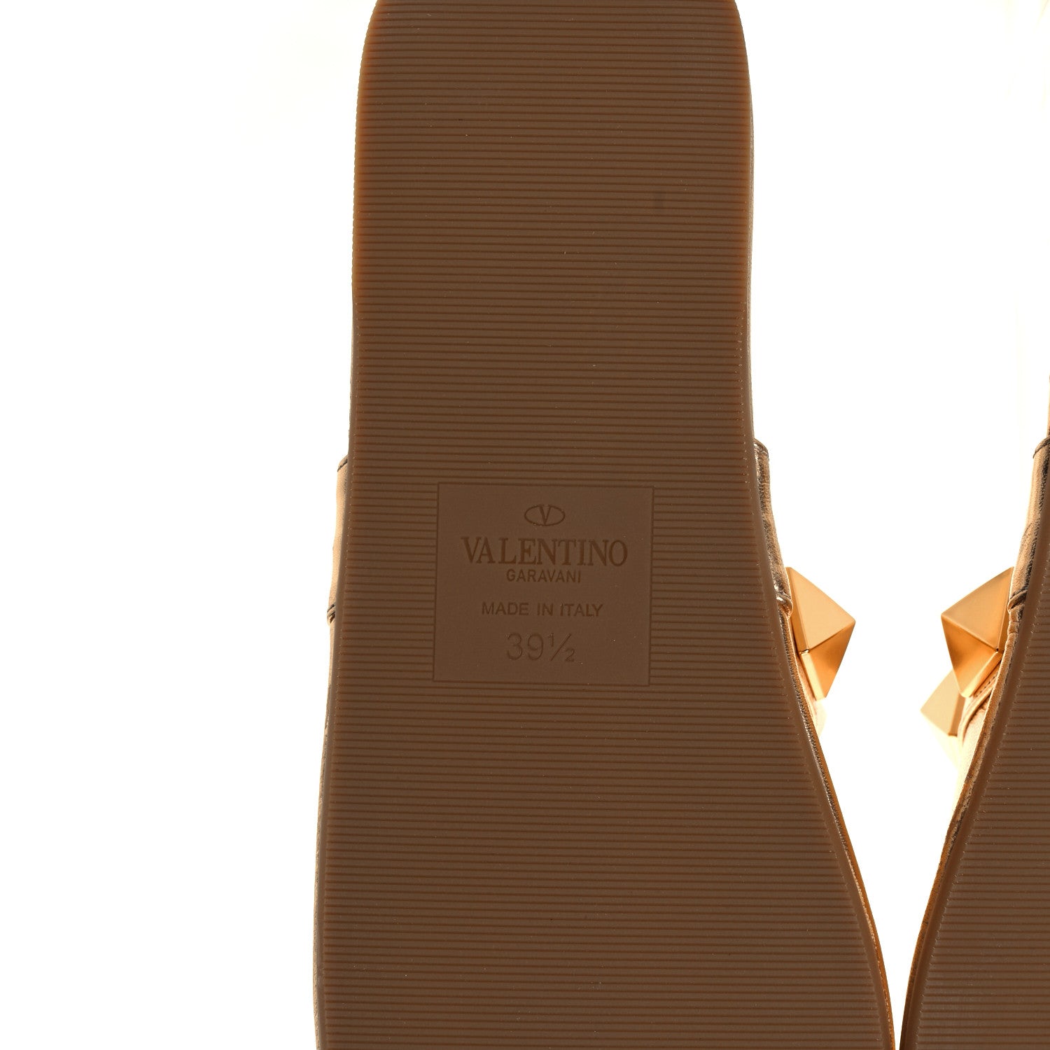 Valentino Garavani Metallic Nappa Roman Stud Slippers 39.5 Antique Brass 6 of 9