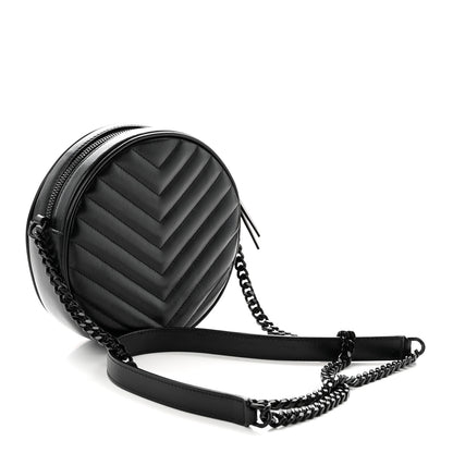 Saint Laurent Calfskin Matelasse Chevron Round Vinyle Camera Bag Black 3 of 10