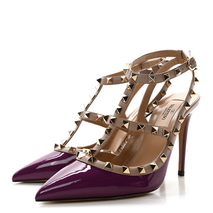 Valentino Garavani Patent Nappa Rockstud Ankle Strap 100mm Pumps 37.5 Purple Poudre 4 of 9