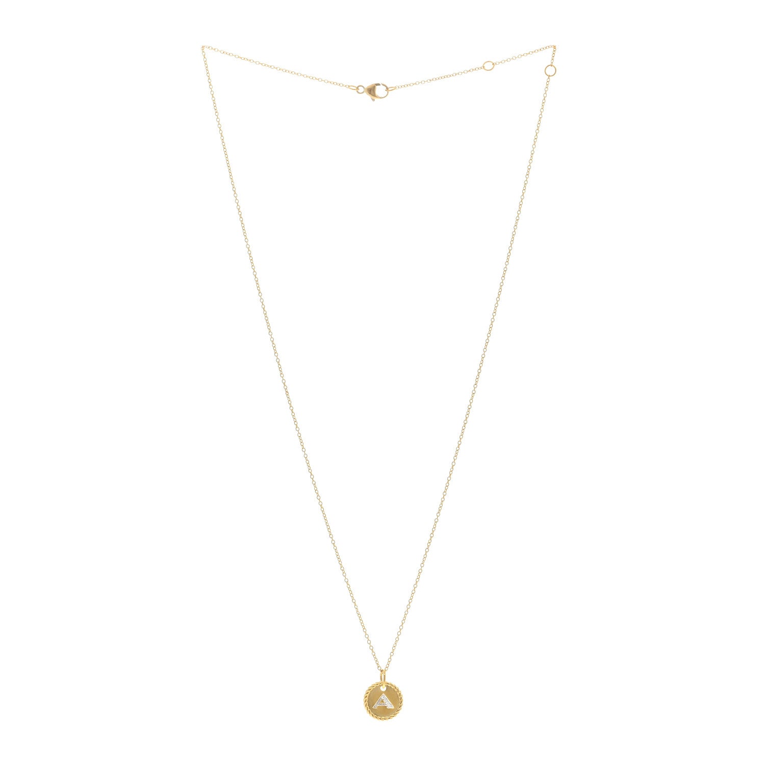 David Yurman 18K Yellow Gold Diamond Initial A Charm Necklace 2 of 3
