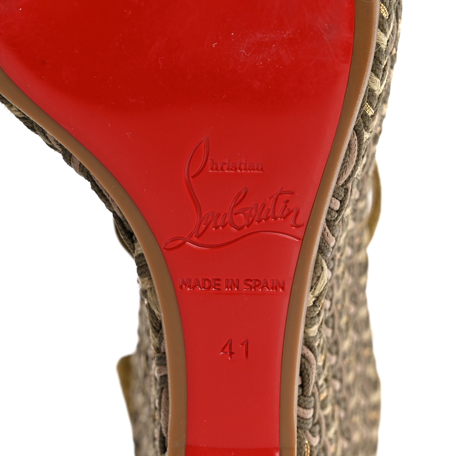 Christian Louboutin Tresse Veau Velours Bodrum 110 Wedge Sandals 41 Green Tea 8 of 12