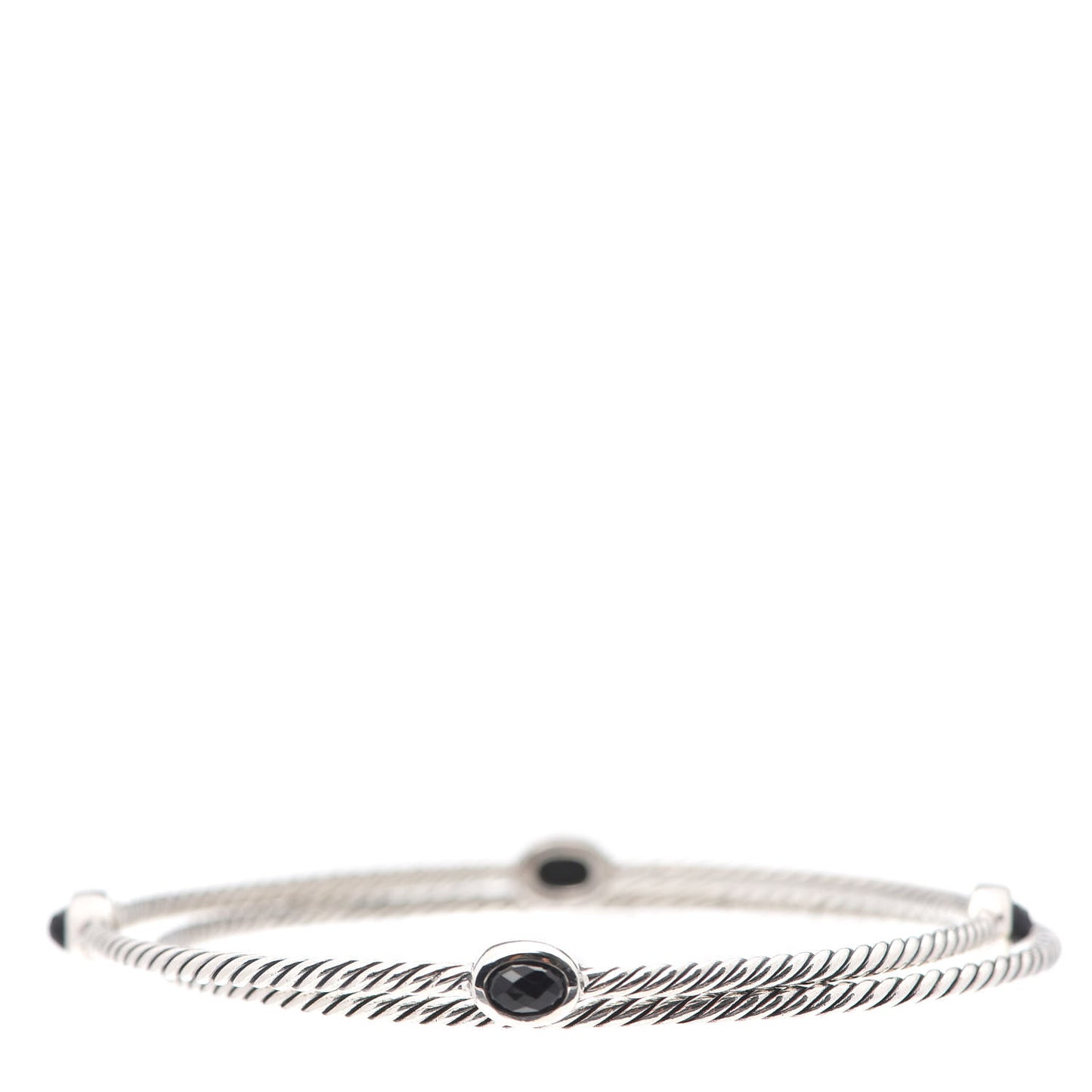 Sterling Silver Black Onyx Color Classics Bangle Bracelet Set of 2