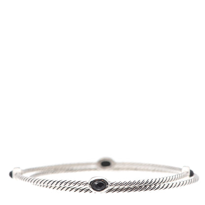 David Yurman Sterling Silver Black Onyx Color Classics Bangle Bracelet Set of 2 3 of 4
