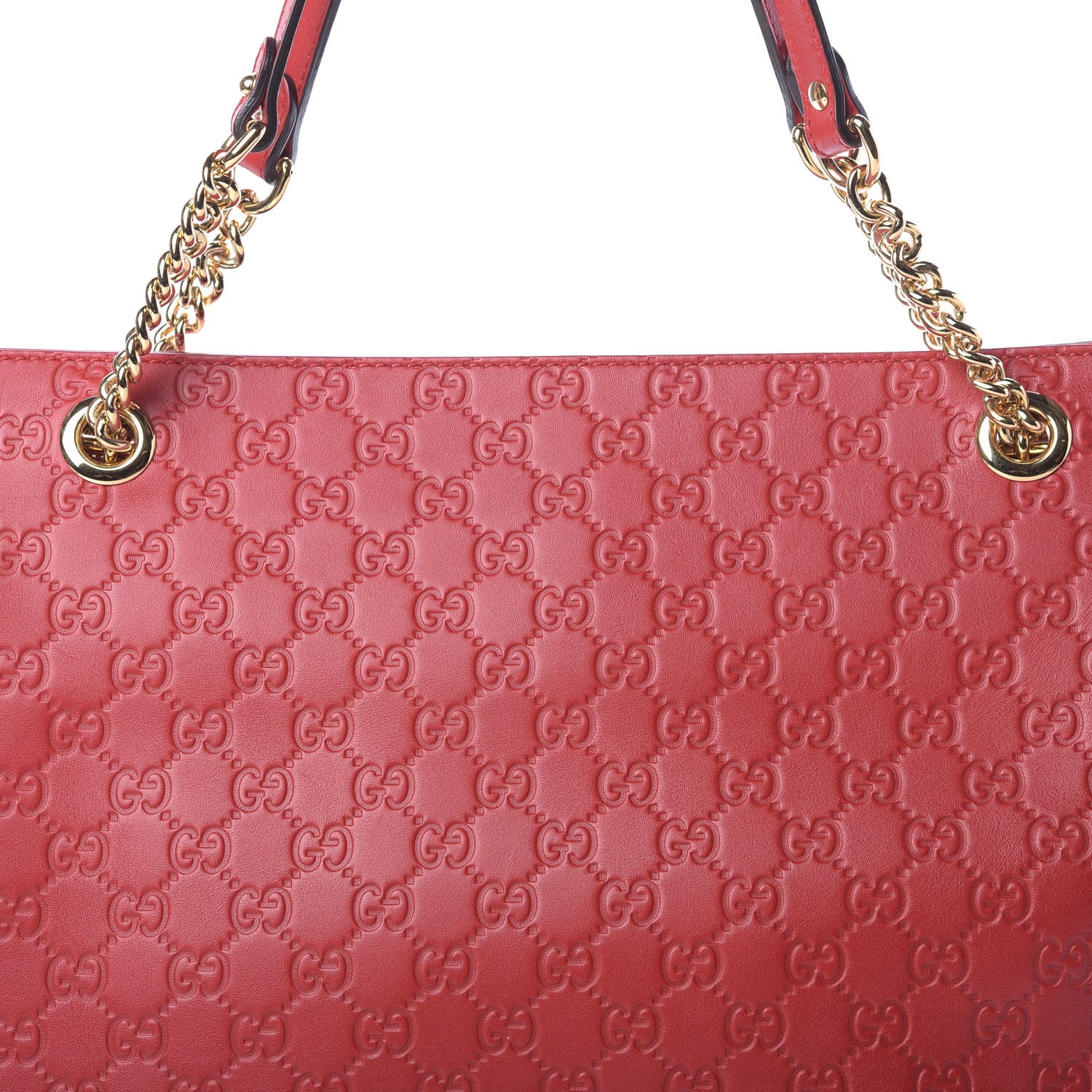 Gucci Soft Guccissima Signature Large Shoulder Tote Bag Hibiscus Red 8 of 13
