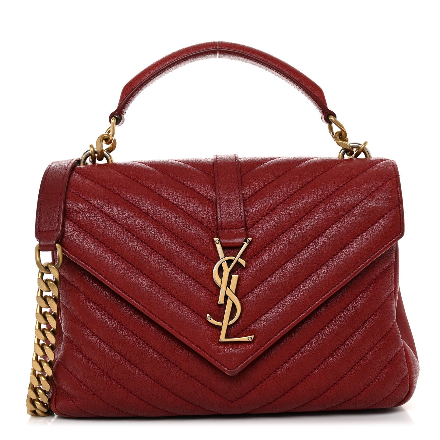 Sheepskin Matelasse Chevron Monogram Medium College Bag Opyum Red
