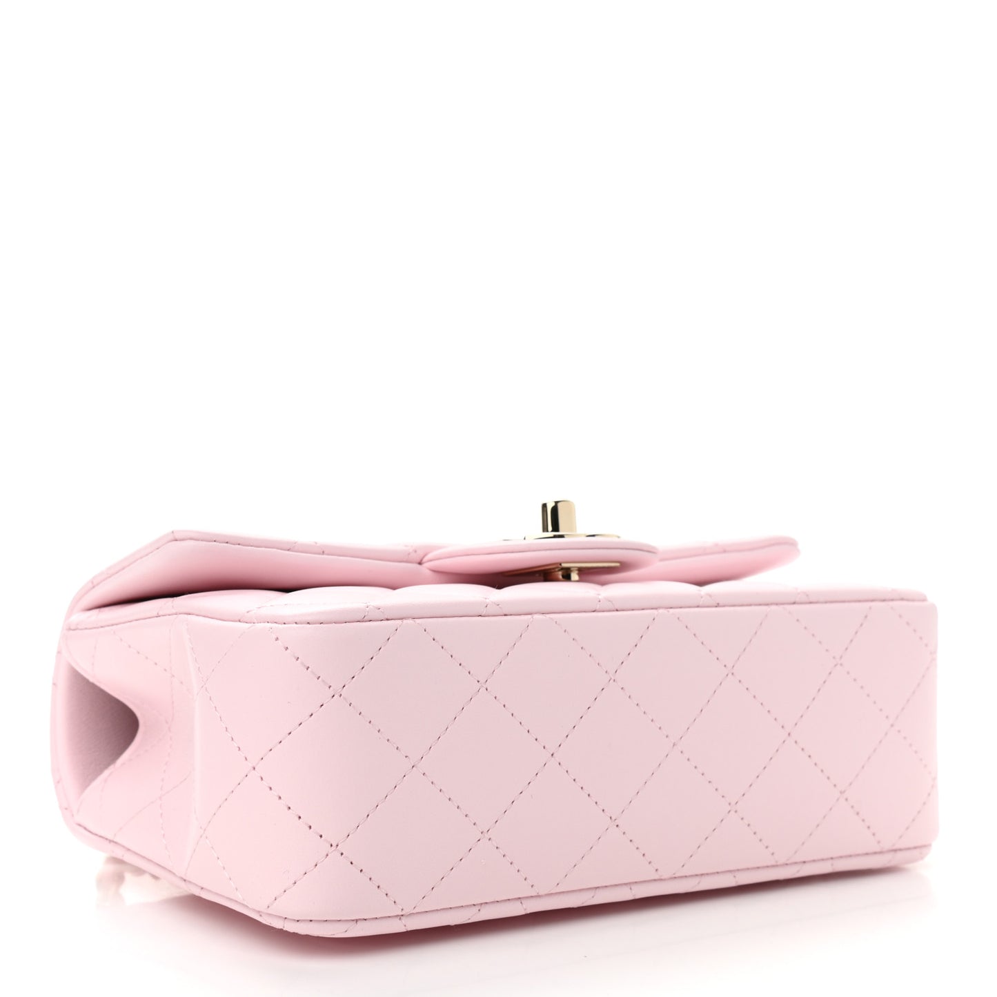 Lambskin Quilted Mini Top Handle Rectangular Flap Light Pink