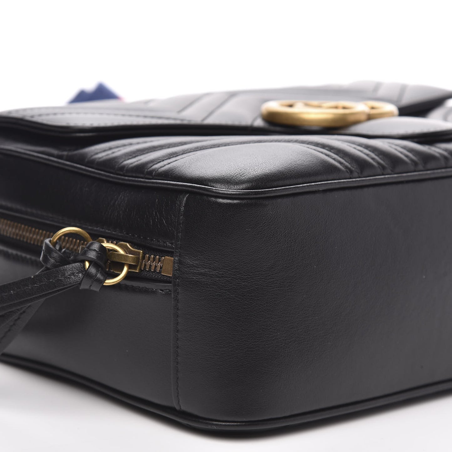 Calfskin Matelasse Sylvie Web Small GG Marmont Top Handle Shoulder Bag Black
