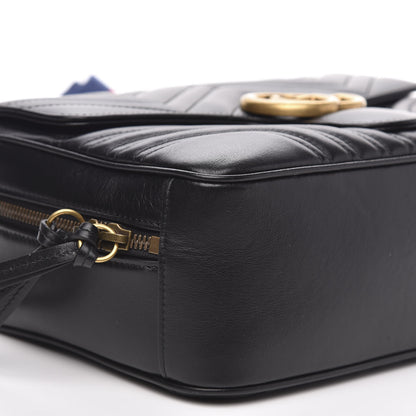 Gucci Calfskin Matelasse Sylvie Web Small GG Marmont Top Handle Shoulder Bag Black 8 of 11