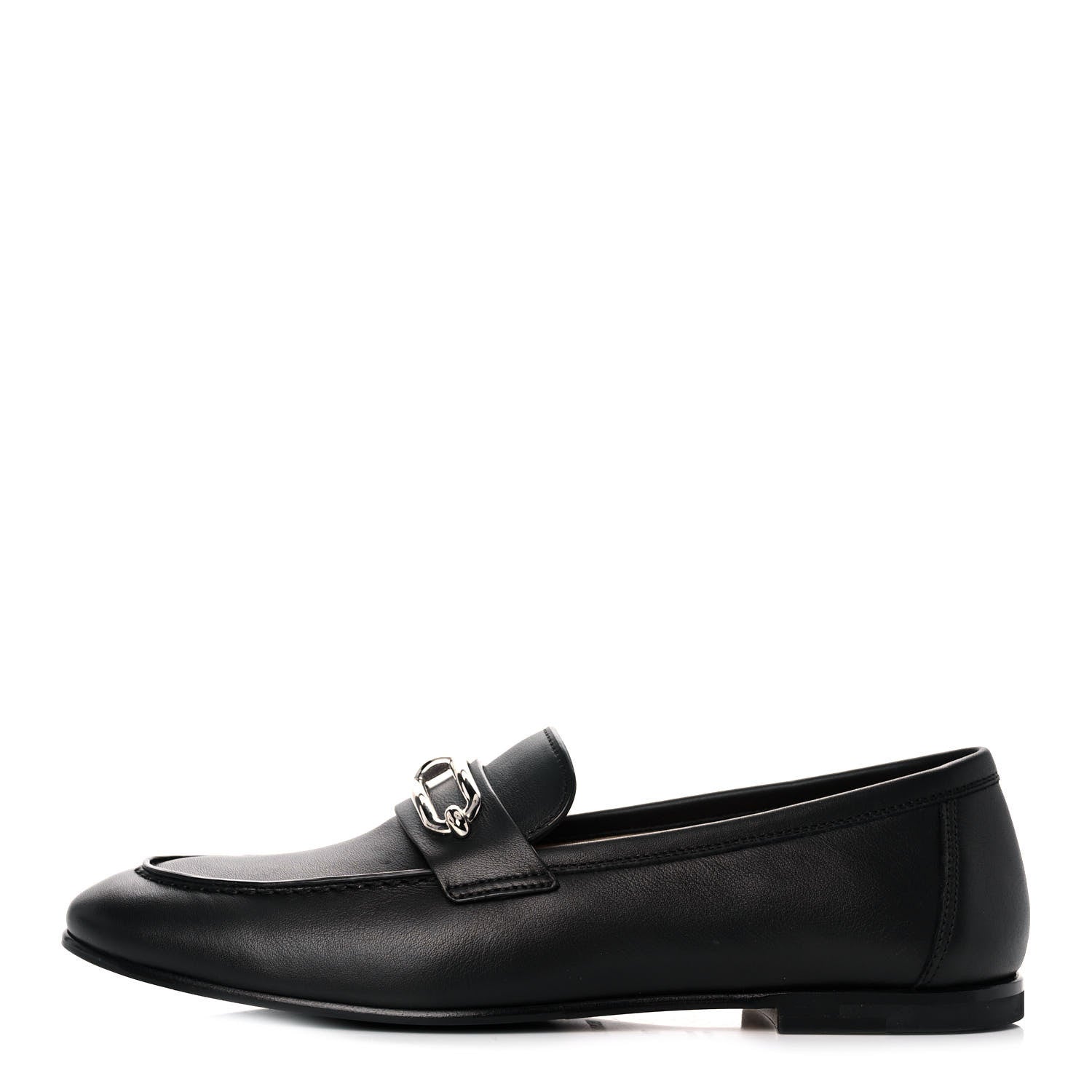 Hermes Calfskin Womens Colette Loafers 37 Black 1 of 9
