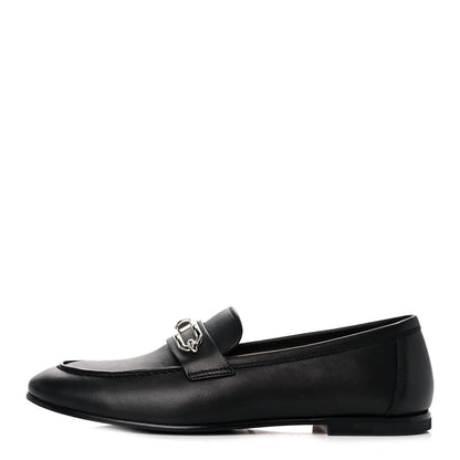 Hermes Calfskin Womens Colette Loafers 37 Black 1 of 9