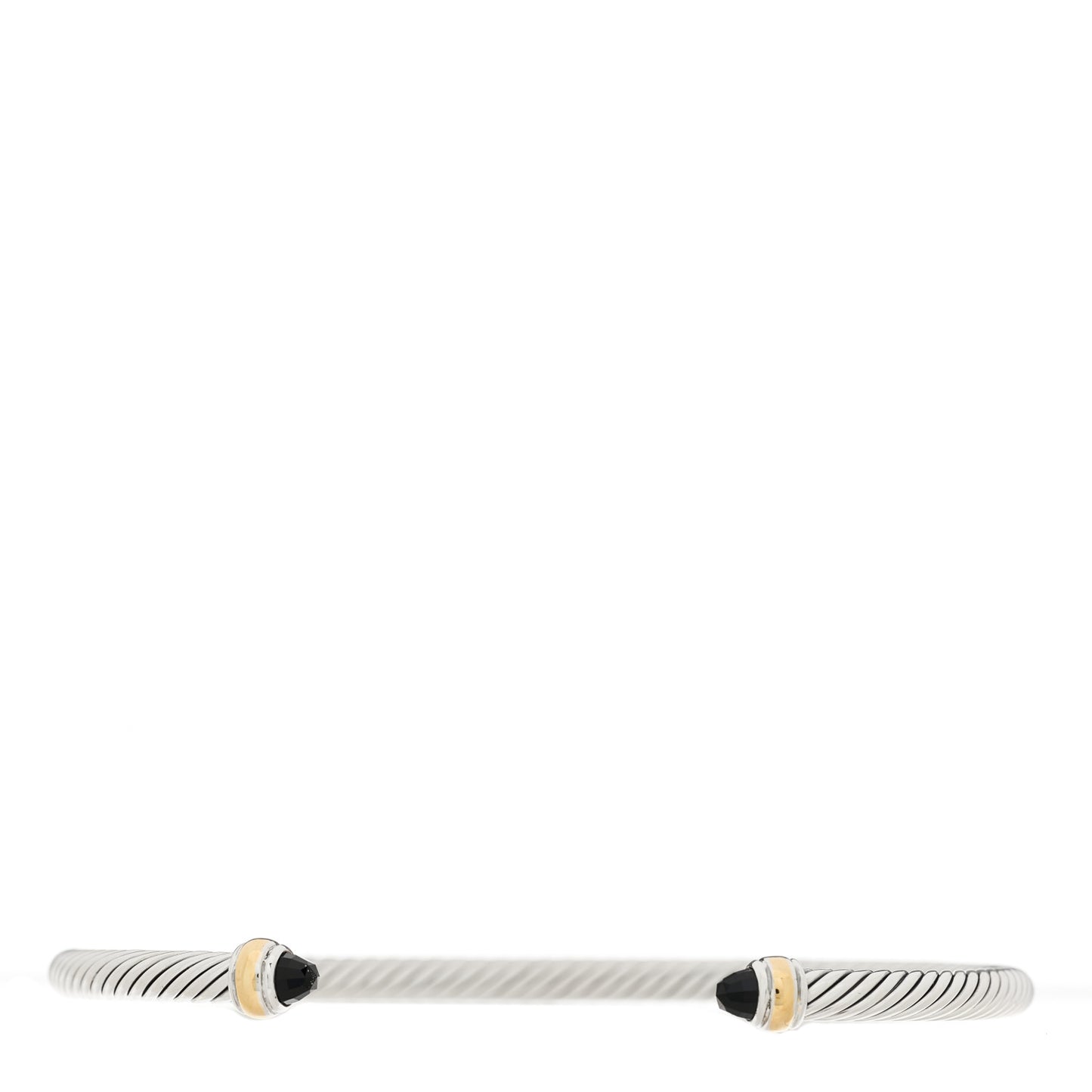 Sterling Silver 18K Yellow Gold Black Onyx 4mm Cable Classics Bracelet