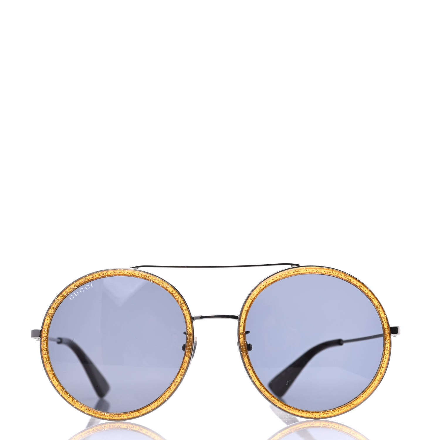 Gucci Round Frame Glitter Sunglasses GG0061S Yellow 2 of 7