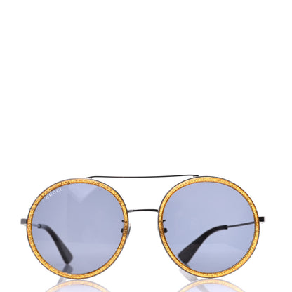 Gucci Round Frame Glitter Sunglasses GG0061S Yellow 2 of 7