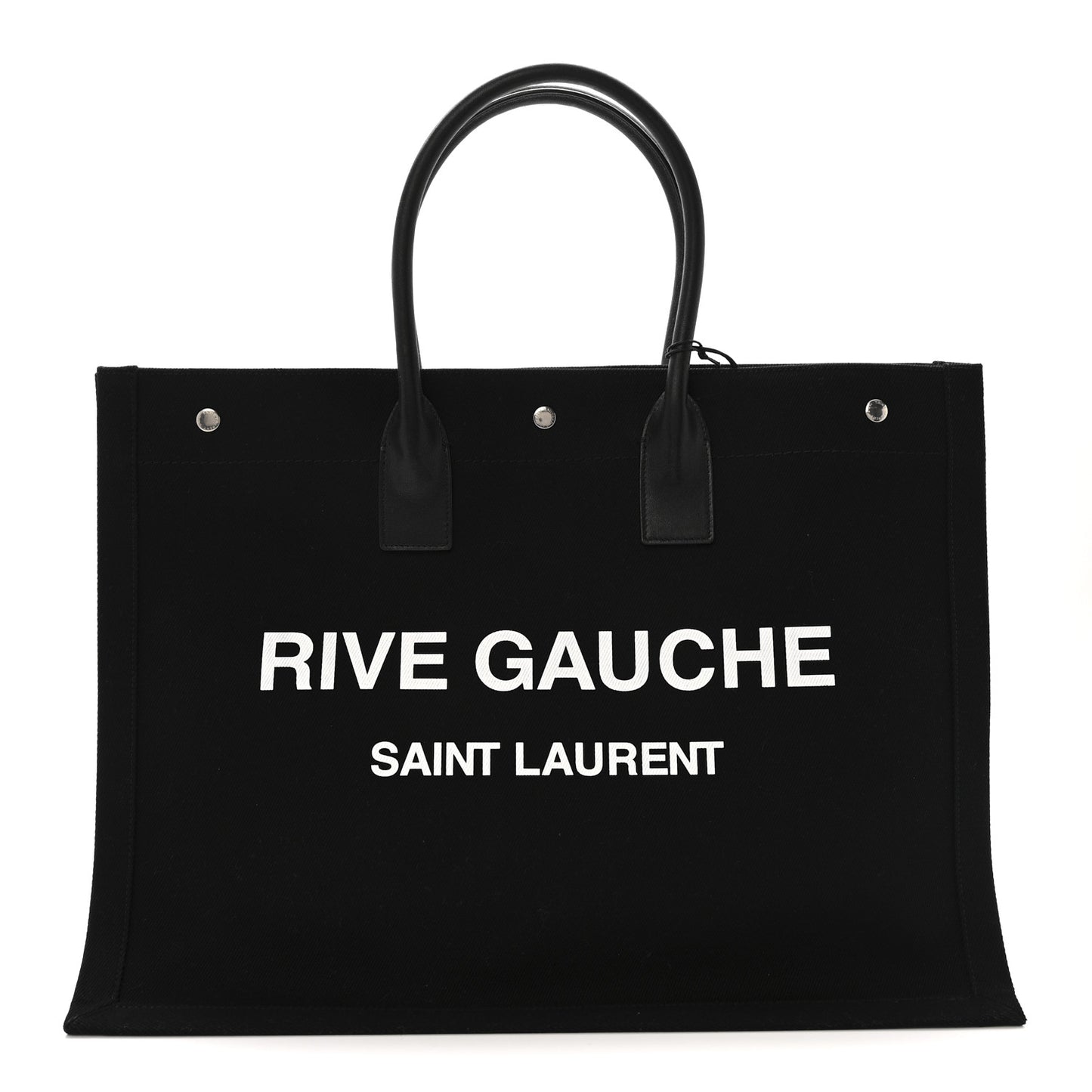 Linen Calfskin Rive Gauche Tote Black