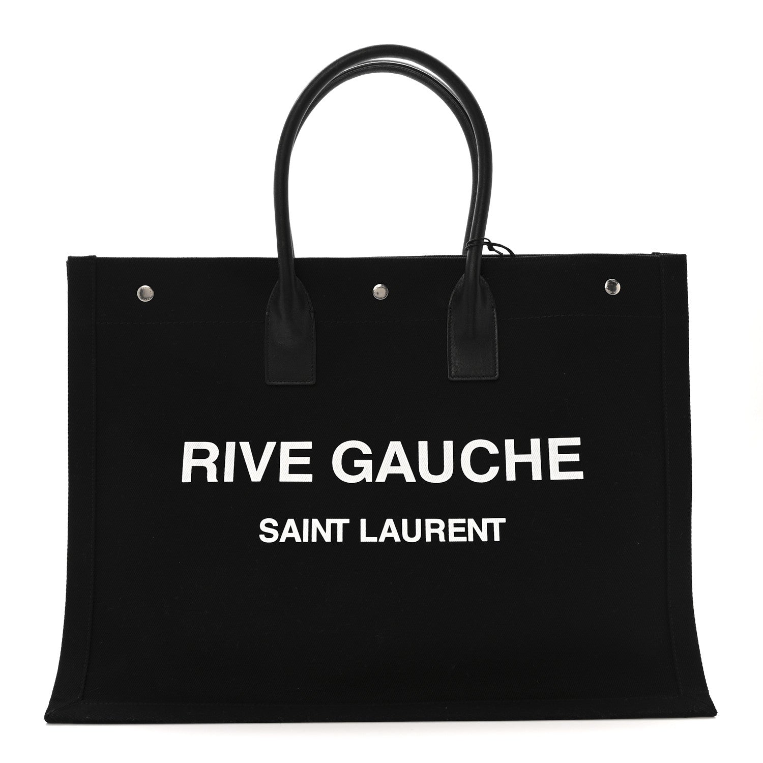 Saint Laurent Linen Calfskin Rive Gauche Tote Black 1 of 13