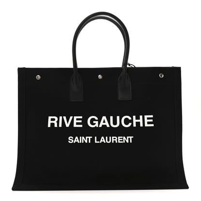 Saint Laurent Linen Calfskin Rive Gauche Tote Black 1 of 13