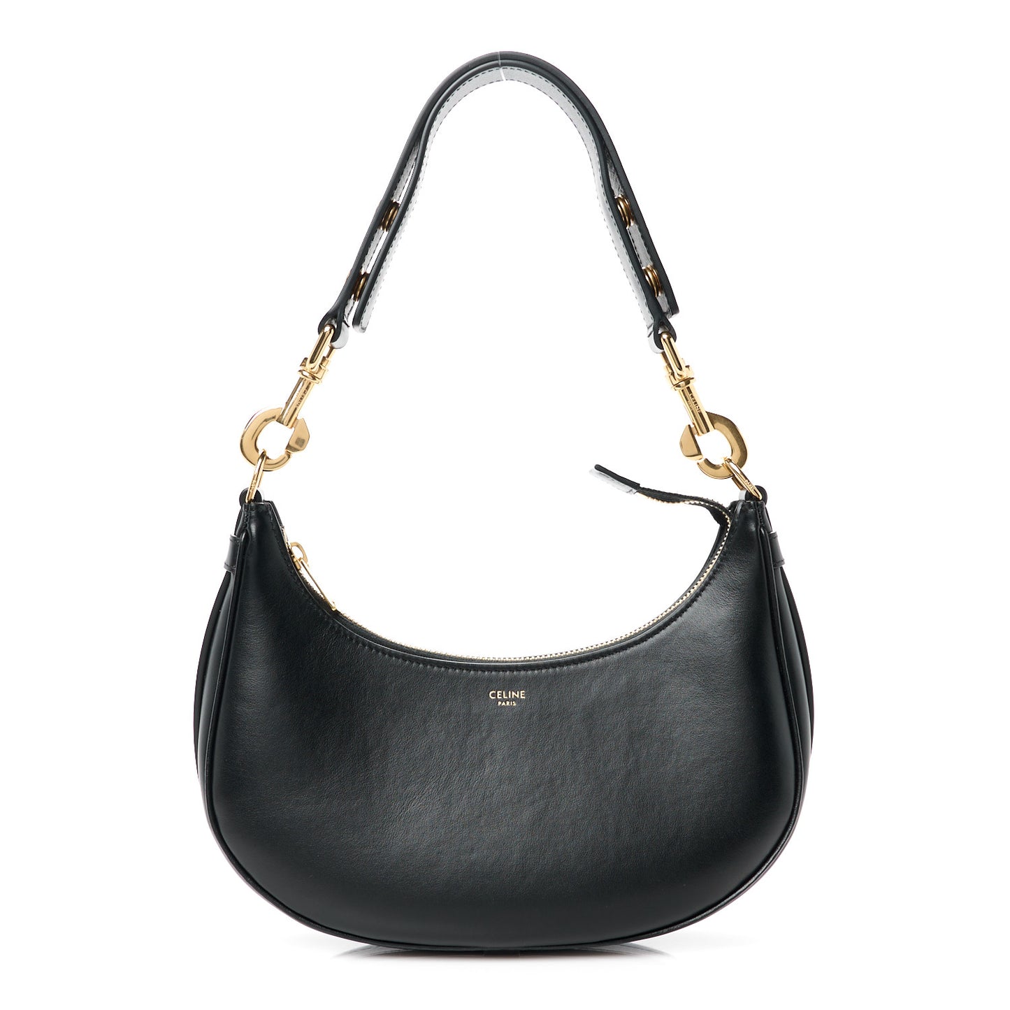 Smooth Calfskin Medium Strap Ava Shoulder Bag Black