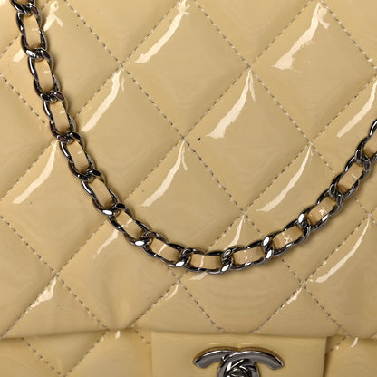 Chanel Patent Quilted Clutch With Chain Flap Beige 10 of 11