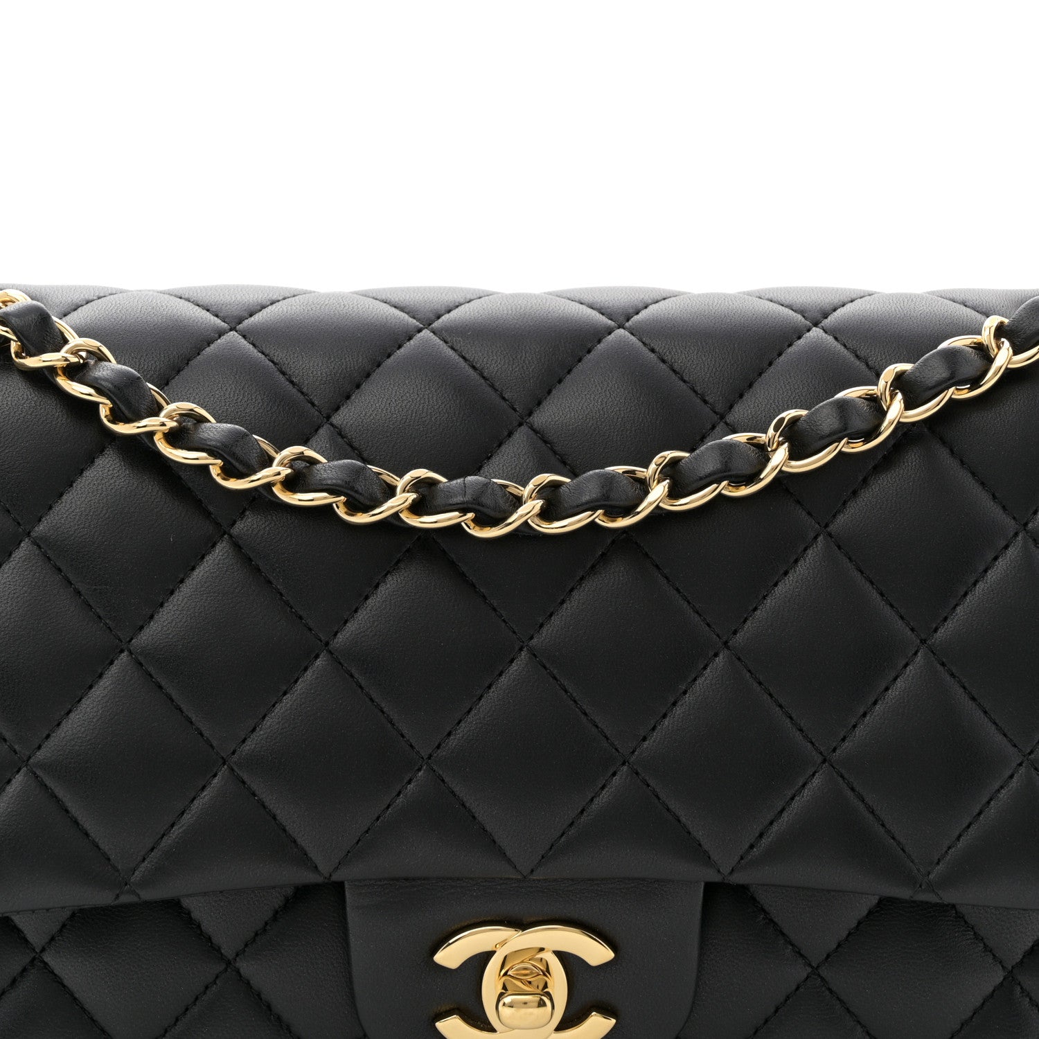 Chanel Lambskin Quilted Medium Double Flap Black 8 of 10