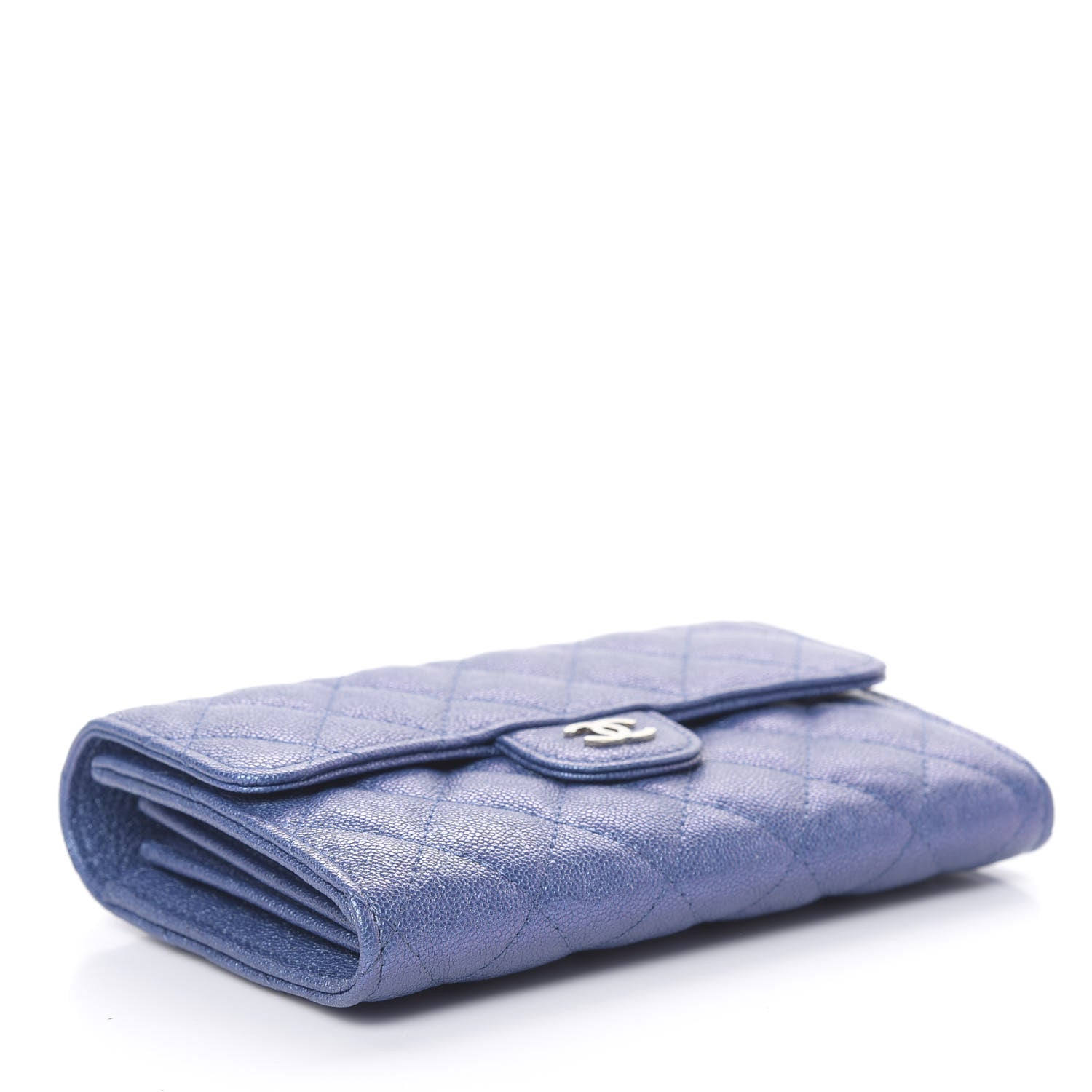 Chanel Iridescent Caviar Quilted Medium Flap Wallet Blue 4 of 9