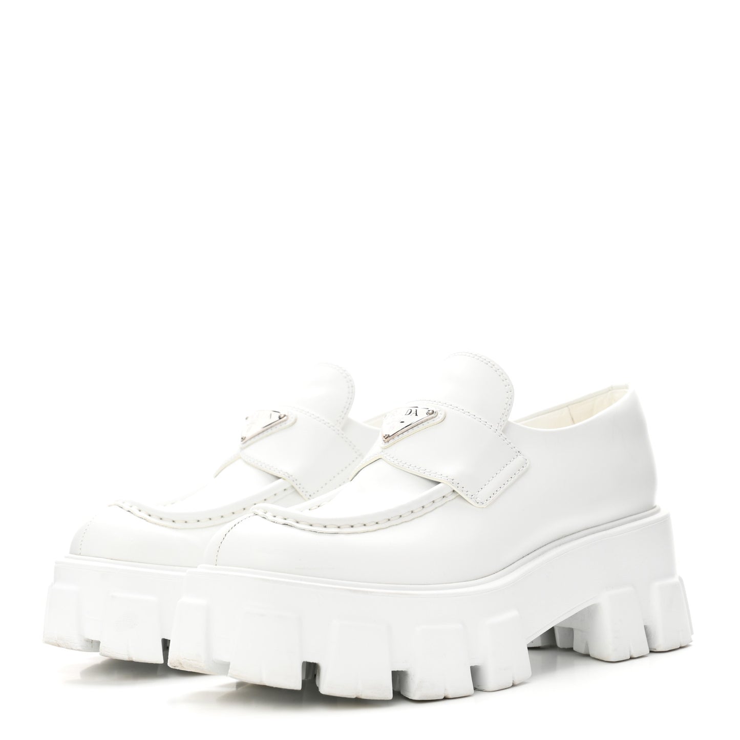 Spazzolato Rois Metal Triangle Logo Monolith 55mm Loafers 36.5 White