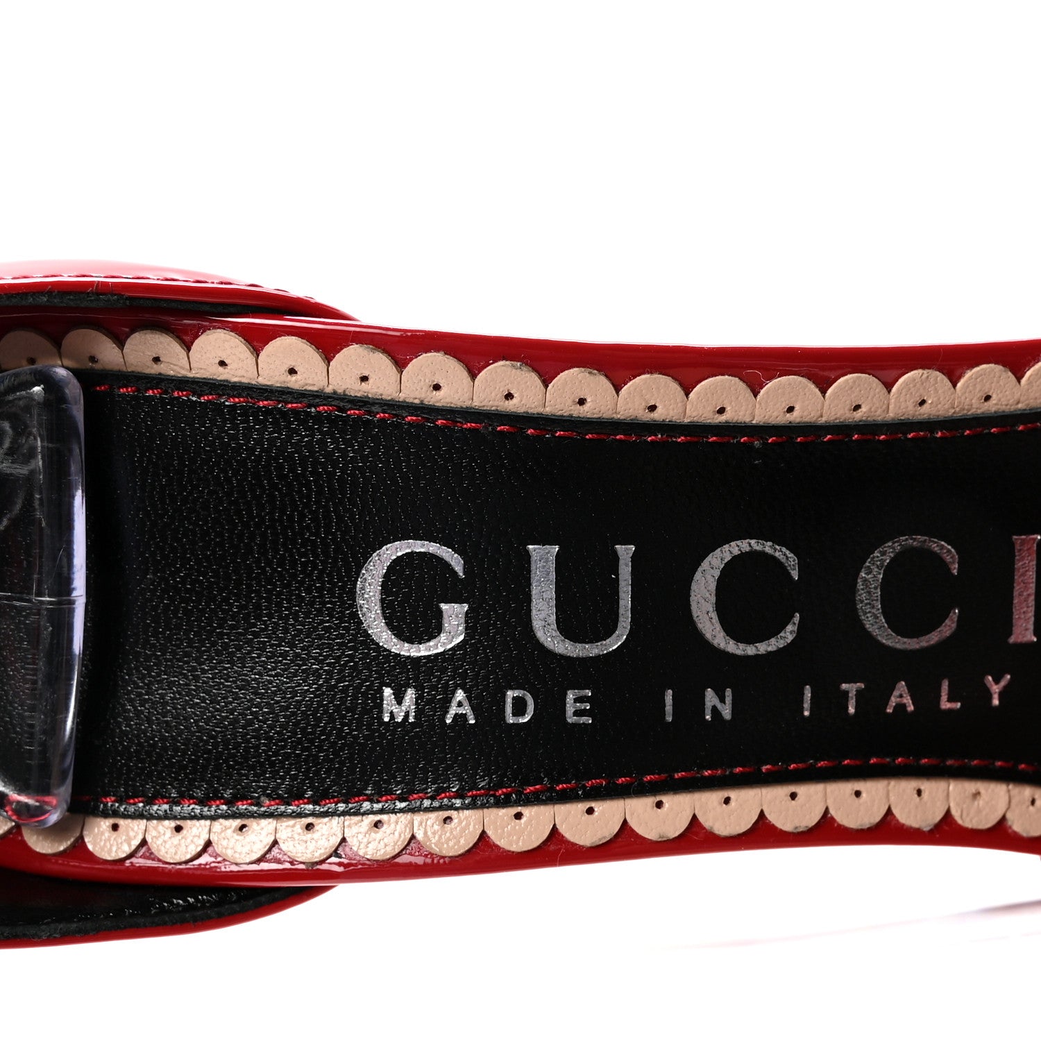 Gucci Patent Crystal Double G Ankle Wrap Sandals 37 Red 1795572