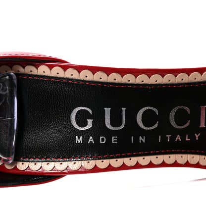 Gucci Patent Crystal Double G Ankle Wrap Sandals 37 Red 8 of 9
