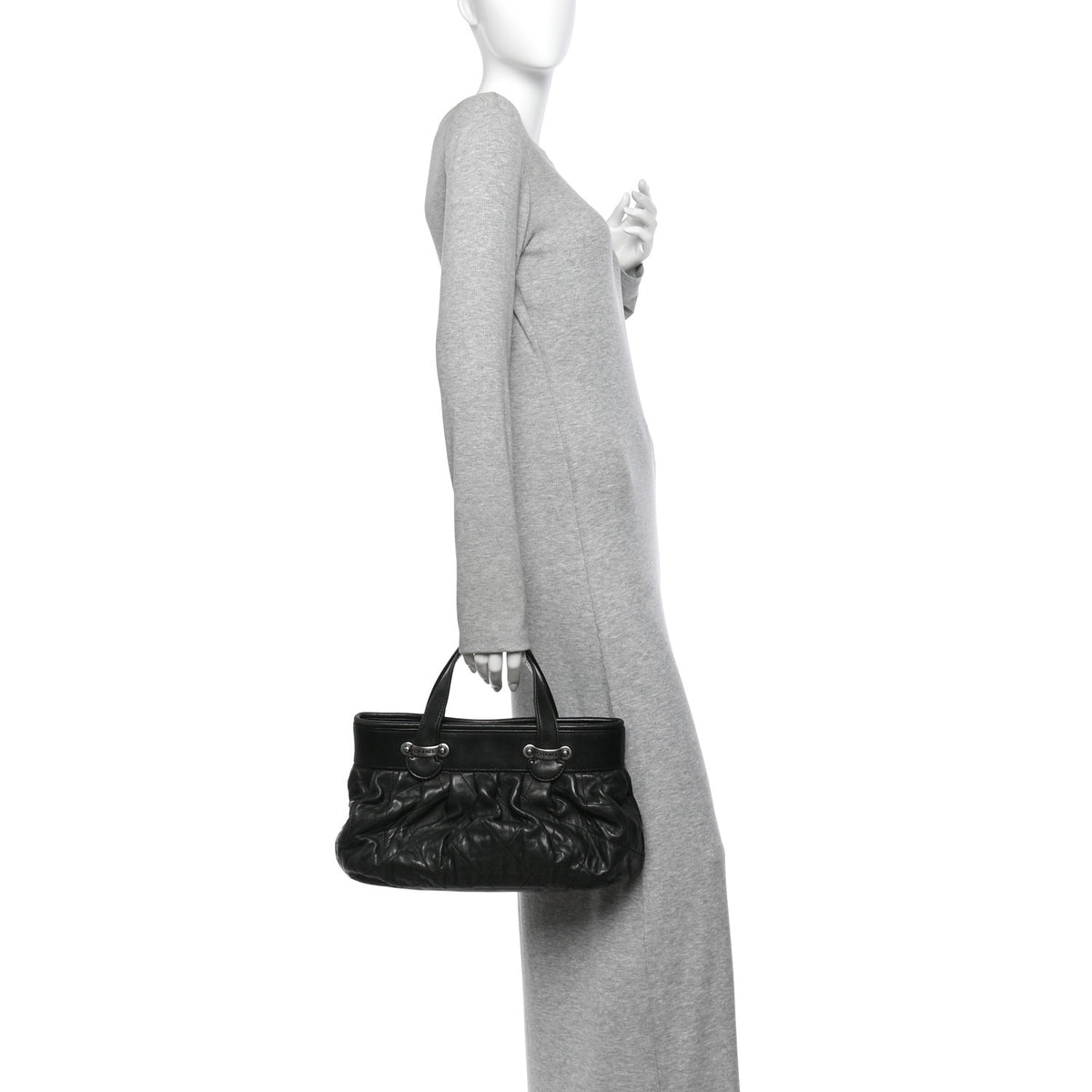 Lambskin Quilted Tote Black