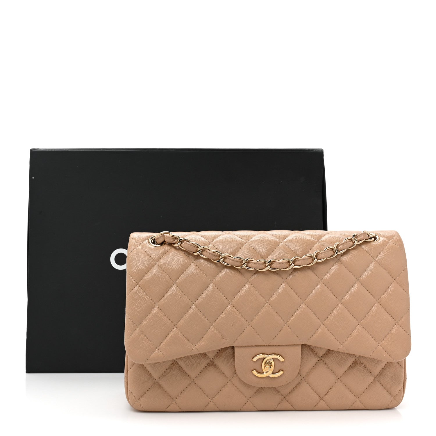 Chanel Caviar Quilted Jumbo Double Flap Beige 17 of 17