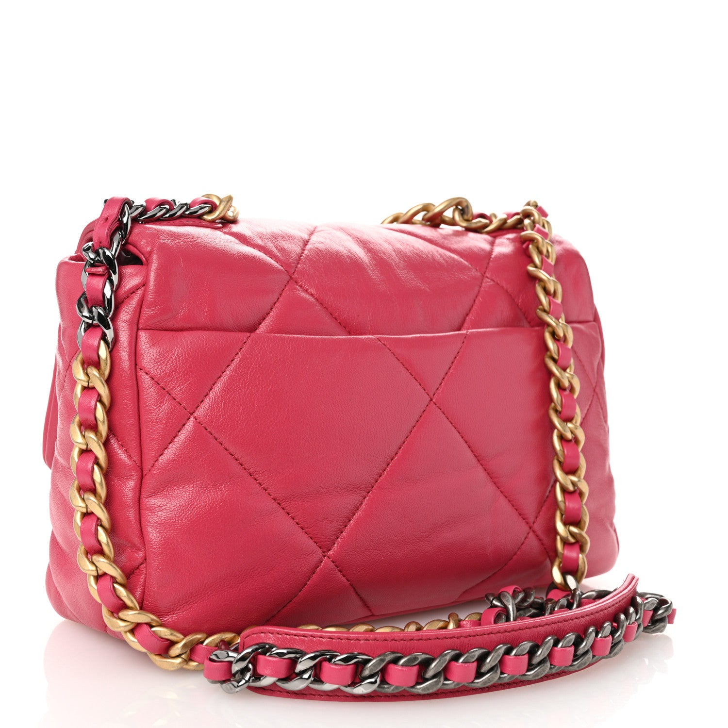 Chanel Lambskin Quilted Medium Chanel 19 Flap Dark Pink 3 of 10